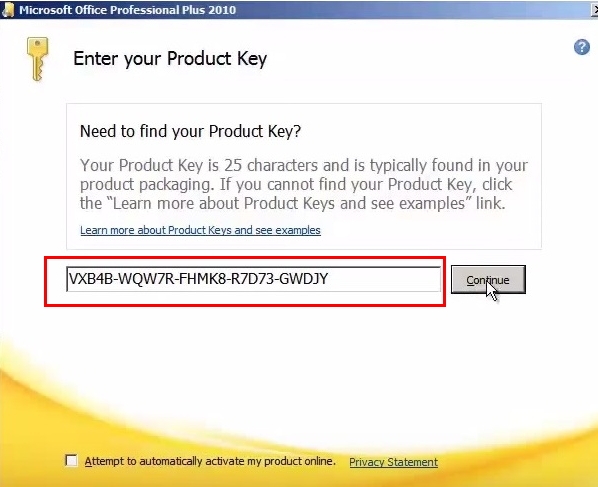 microsoft excel 2010 25 character product key